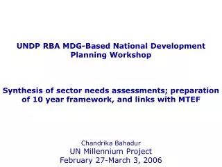 UNDP RBA MDG-Based National Development Planning Workshop