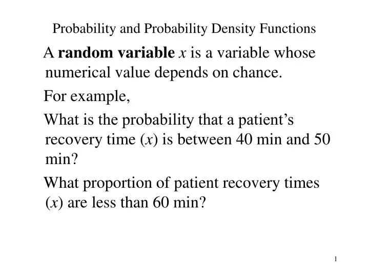 probability and probability density functions
