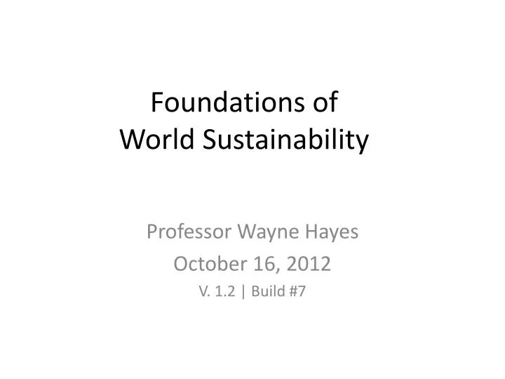 foundations of world sustainability