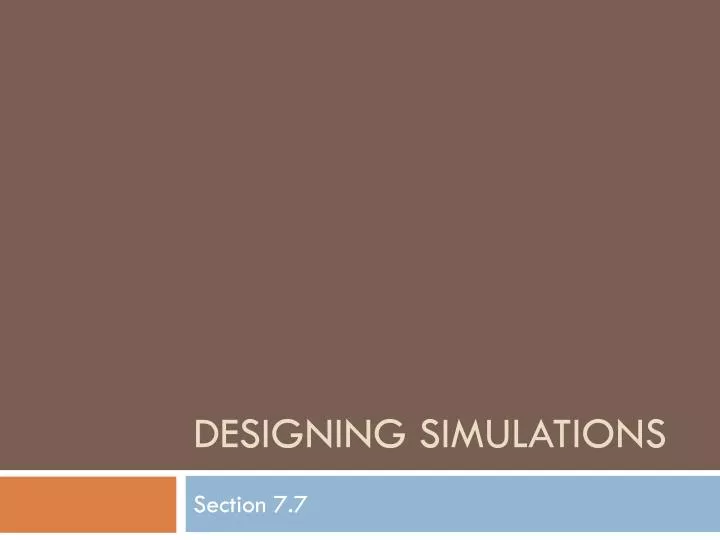 designing simulations