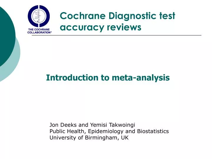 cochrane diagnostic test accuracy r eviews