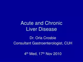 Acute and Chronic Liver Disease