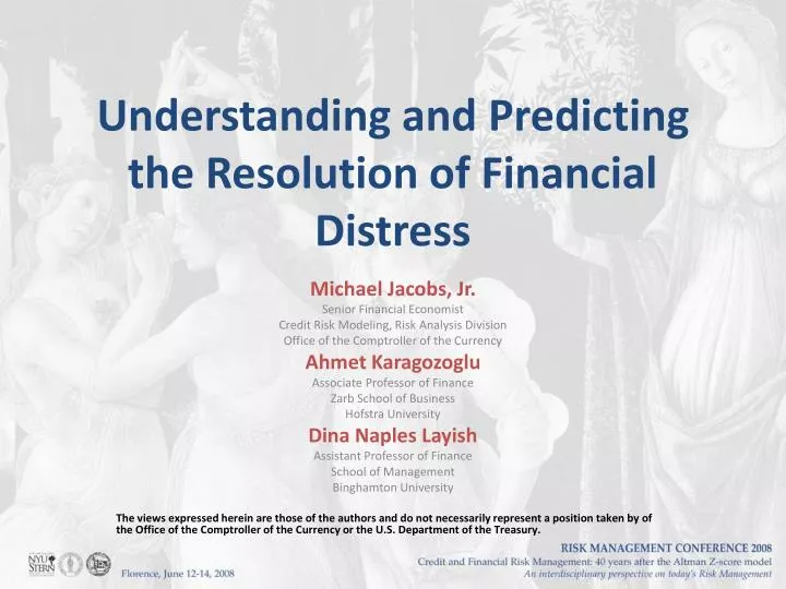 understanding and predicting the resolution of financial distress