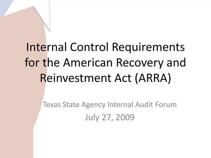internal control requirements for the american recovery and reinvestment act arra