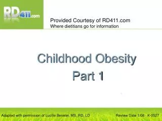 Childhood Obesity Part 1