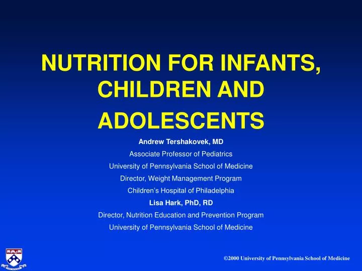 nutrition for infants children and adolescents
