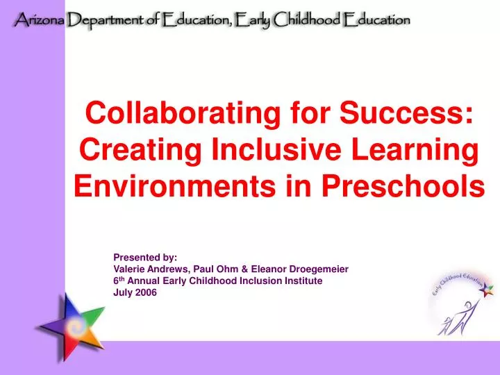 collaborating for success creating inclusive learning environments in preschools