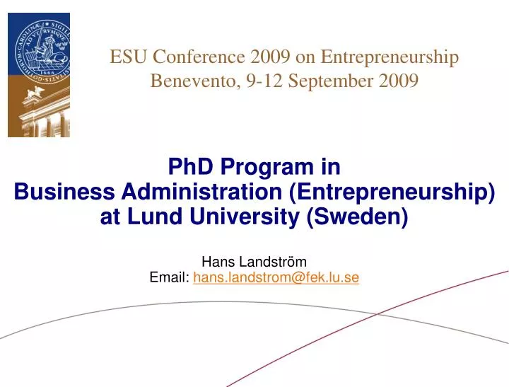 esu conference 2009 on entrepreneurship benevento 9 12 september 2009