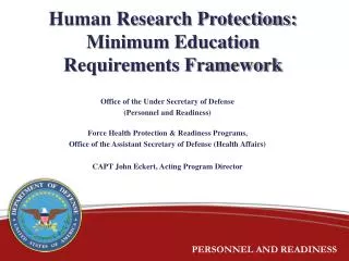 Human Research Protections: Minimum Education Requirements Framework