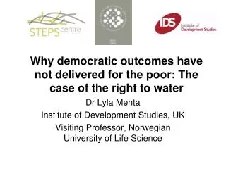 Why democratic outcomes have not delivered for the poor: The case of the right to water