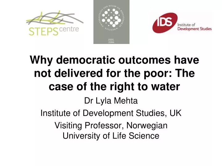 why democratic outcomes have not delivered for the poor the case of the right to water