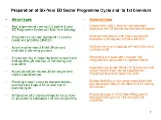 Preparation of Six-Year ED Sector Programme Cycle and its 1st biennium