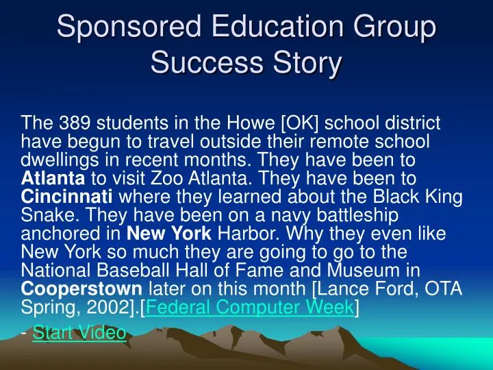 sponsored education group success story