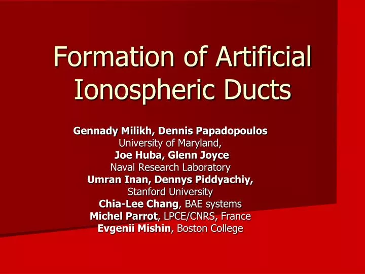 formation of artificial ionospheric ducts