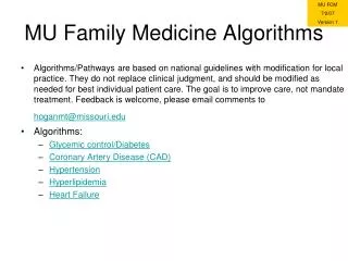 MU Family Medicine Algorithms