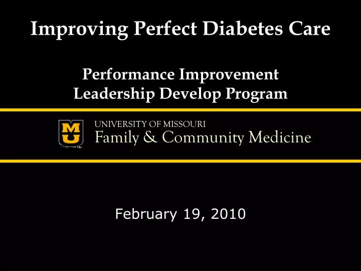 improving perfect diabetes care performance improvement leadership develop program