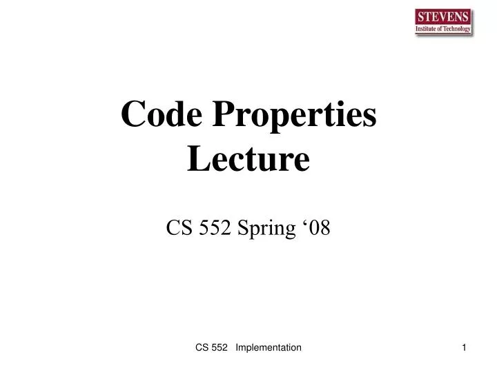 code properties lecture