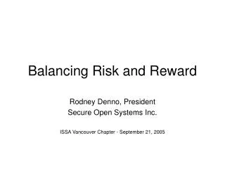 Balancing Risk and Reward