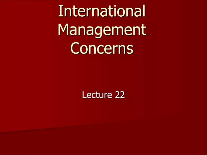 international management concerns