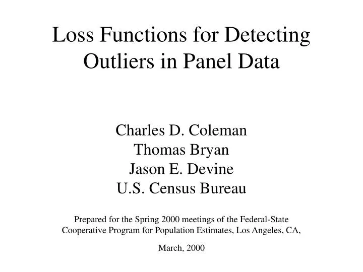 loss functions for detecting outliers in panel data