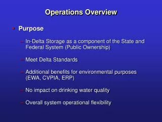 Purpose In-Delta Storage as a component of the State and Federal System (Public Ownership)