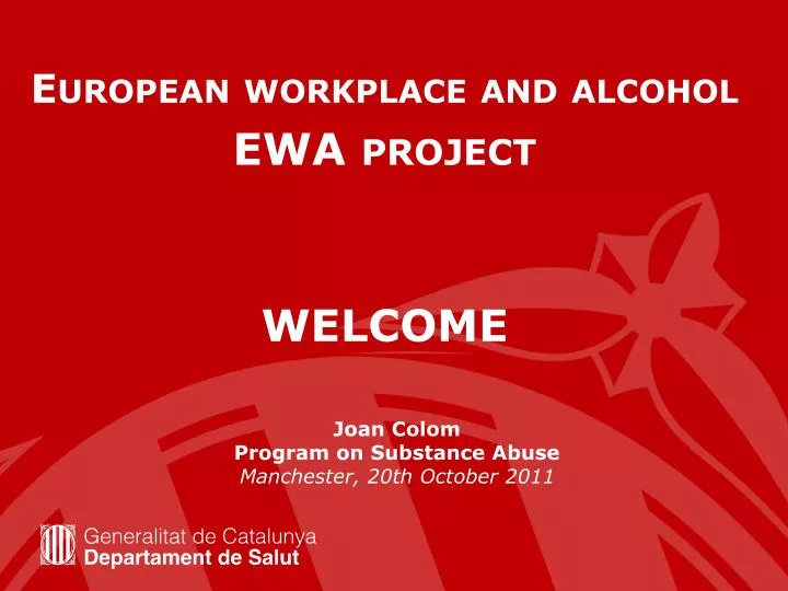 european workplace and alcohol ewa project welcome