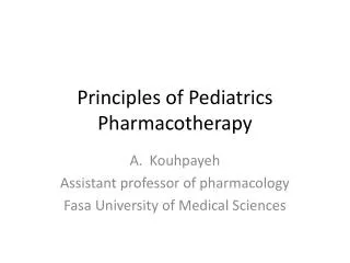 Principles of Pediatrics Pharmacotherapy