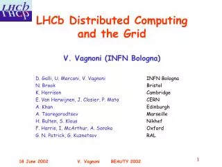 LHCb Distributed Computing and the Grid V. Vagnoni (INFN Bologna)