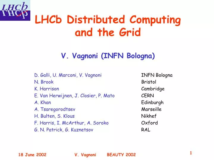 lhcb distributed computing and the grid v vagnoni infn bologna
