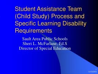 Student Assistance Team (Child Study) Process and Specific Learning Disability Requirements