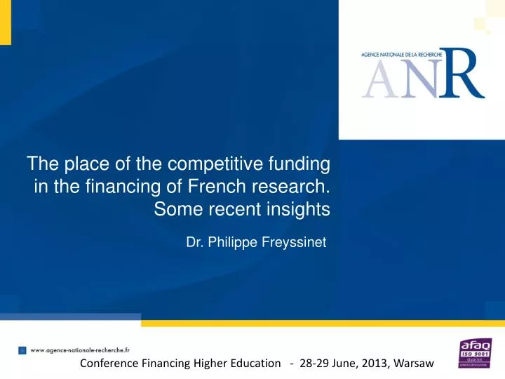 the place of the competitive funding in the financing of french research some recent insights