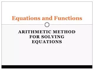 Equations and Functions