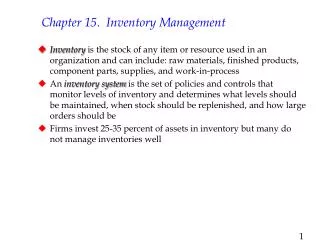 Chapter 15. Inventory Management