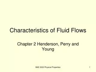 Characteristics of Fluid Flows