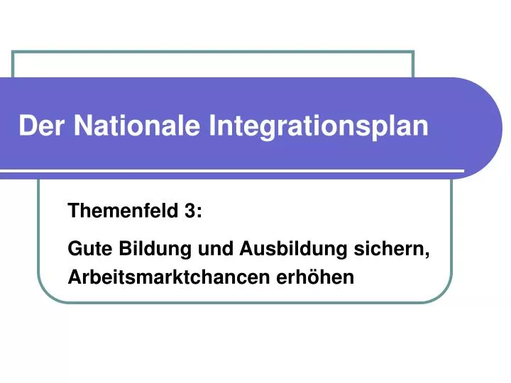 der nationale integrationsplan