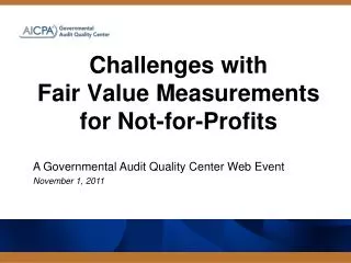 Challenges with Fair Value Measurements for Not-for-Profits