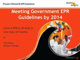 Meeting Government EPR Guidelines by 2014