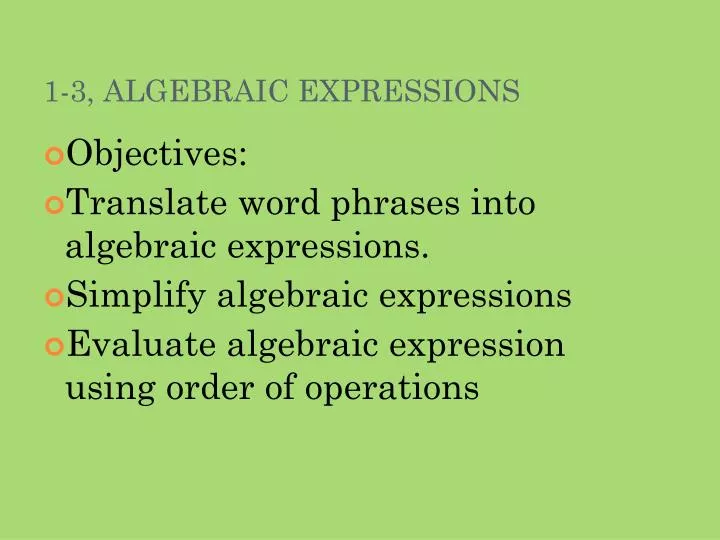 1 3 algebraic expressions