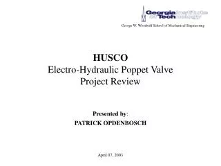 HUSCO Electro-Hydraulic Poppet Valve Project Review
