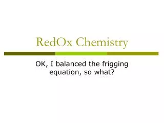 redox chemistry