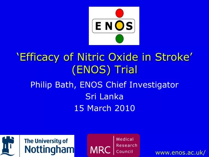 efficacy of nitric oxide in stroke enos trial
