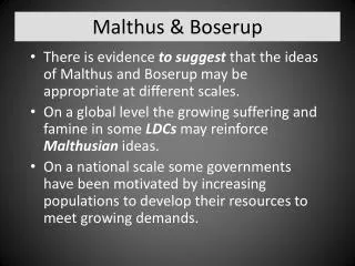 Malthus &amp; Boserup