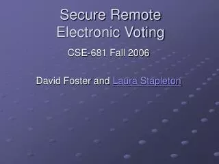 Secure Remote Electronic Voting