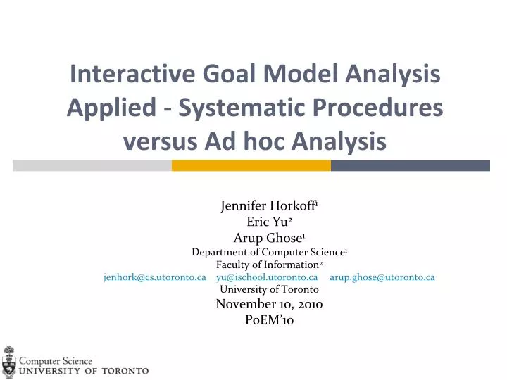 interactive goal model analysis applied systematic procedures versus ad hoc analysis