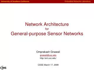 Network Architecture for General-purpose Sensor Networks