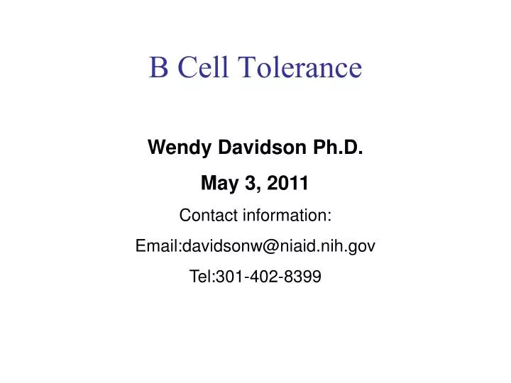 b cell tolerance