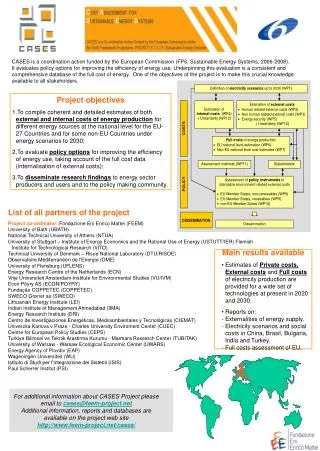 For additional information about CASES Project please email to cases@feem-project