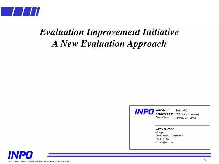 evaluation improvement initiative a new evaluation approach