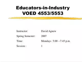 Educators-in-Industry VOED 4553/5553