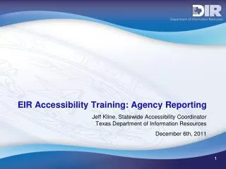 EIR Accessibility Training: Agency Reporting